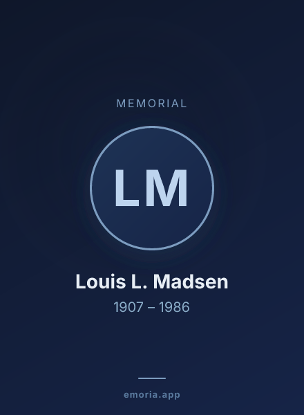 Memorial portrait of Louis L. Madsen