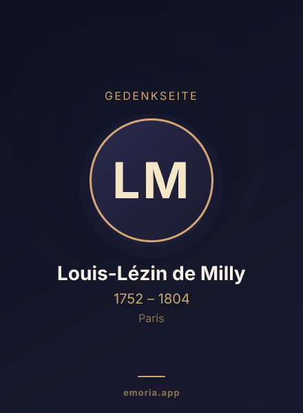 Gedenkportrait von Louis-Lézin de Milly