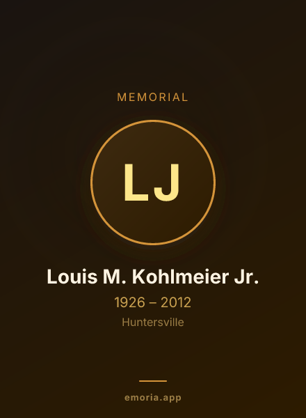 Memorial portrait of Louis M. Kohlmeier Jr.