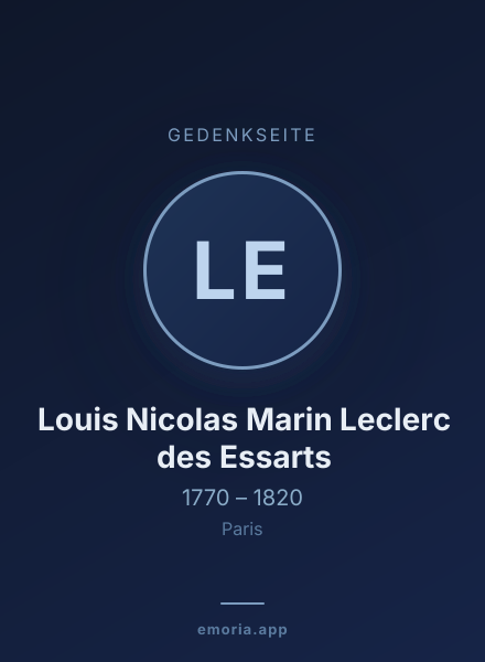 Gedenkportrait von Louis Nicolas Marin Leclerc des Essarts