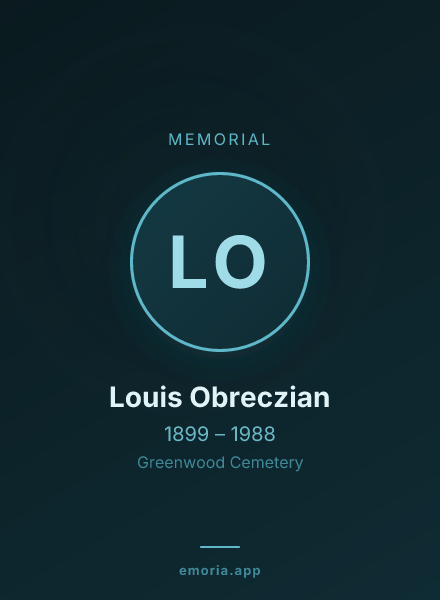 Memorial portrait of Louis Obreczian