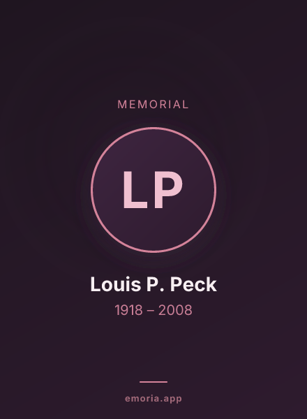 Memorial portrait of Louis P. Peck