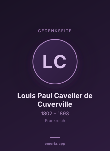 Gedenkportrait von Louis Paul Cavelier de Cuverville