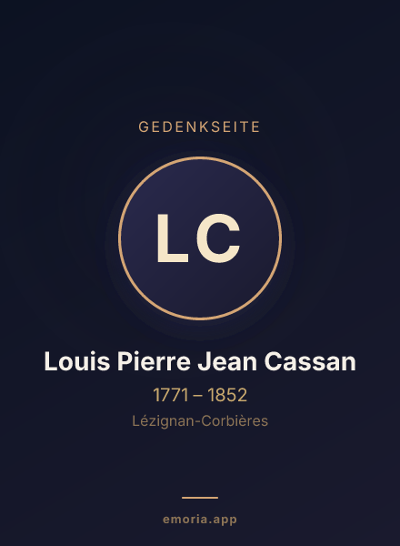 Gedenkportrait von Louis Pierre Jean Cassan