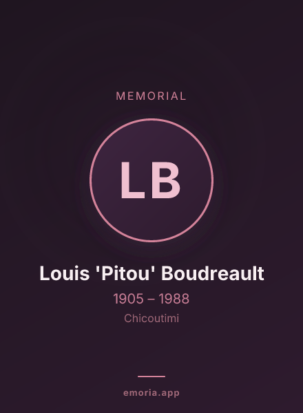 Memorial portrait of Louis 'Pitou' Boudreault