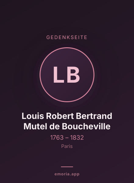 Gedenkportrait von Louis Robert Bertrand Mutel de Boucheville