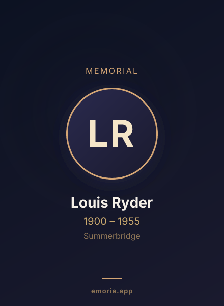 Memorial portrait of Louis Ryder
