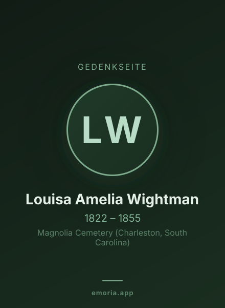 Gedenkportrait von Louisa Amelia Wightman