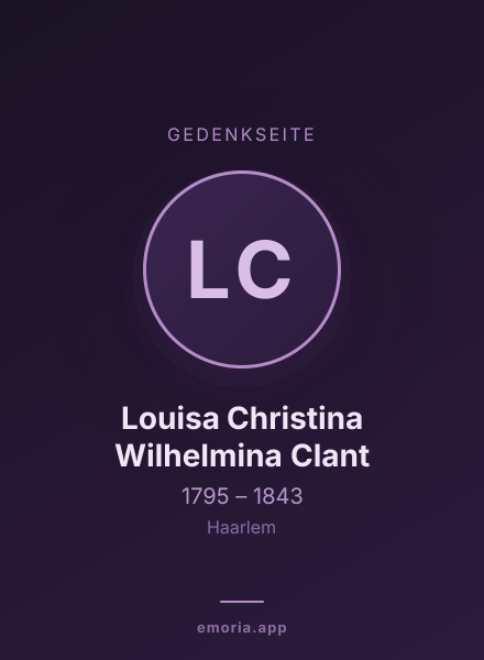 Gedenkportrait von Louisa Christina Wilhelmina Clant