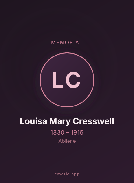 Memorial portrait of Louisa Mary Cresswell