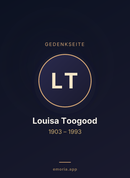 Gedenkportrait von Louisa Toogood