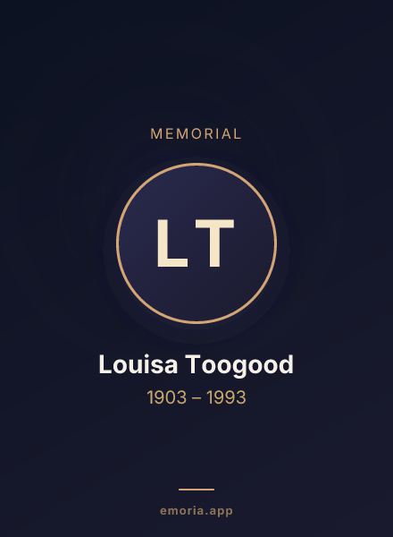 Memorial portrait of Louisa Toogood