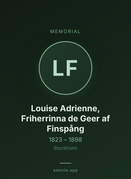 Memorial portrait of Louise Adrienne, Friherrinna de Geer af Finspång