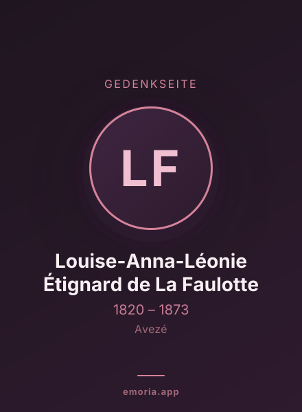Gedenkportrait von Louise-Anna-Léonie Étignard de La Faulotte
