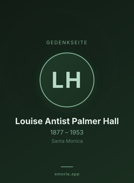 Gedenkportrait von Louise Antist Palmer Hall