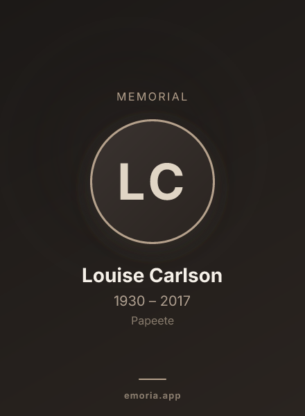 Memorial portrait of Louise Carlson