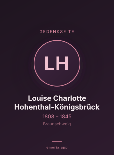 Gedenkportrait von Louise Charlotte Hohenthal-Königsbrück