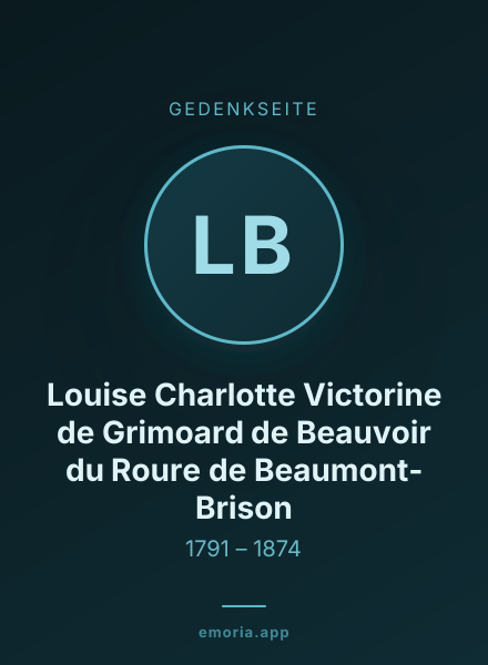 Gedenkportrait von Louise Charlotte Victorine de Grimoard de Beauvoir du Roure de Beaumont-Brison