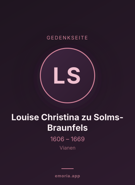 Gedenkportrait von Louise Christina zu Solms-Braunfels