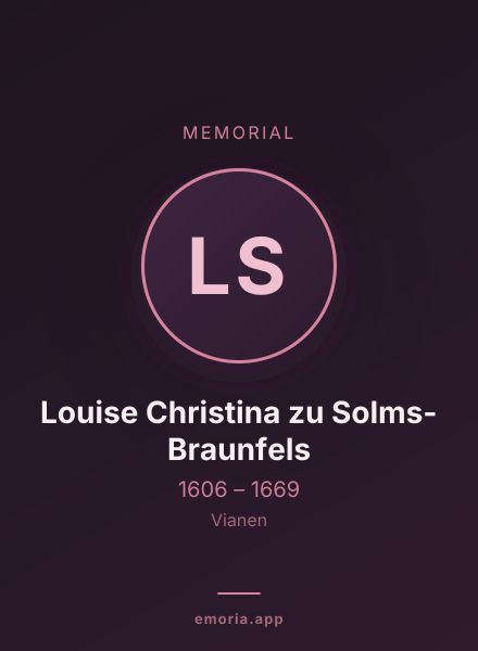 Memorial portrait of Louise Christina zu Solms-Braunfels