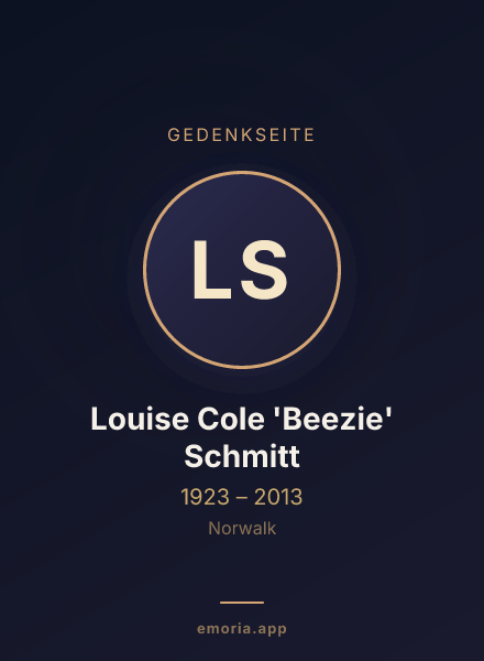 Gedenkportrait von Louise Cole 'Beezie' Schmitt