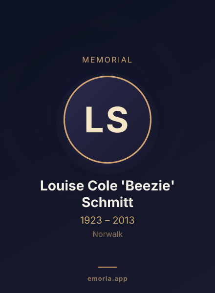 Memorial portrait of Louise Cole 'Beezie' Schmitt