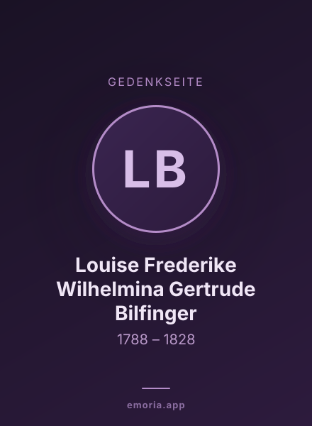 Gedenkportrait von Louise Frederike Wilhelmina Gertrude Bilfinger