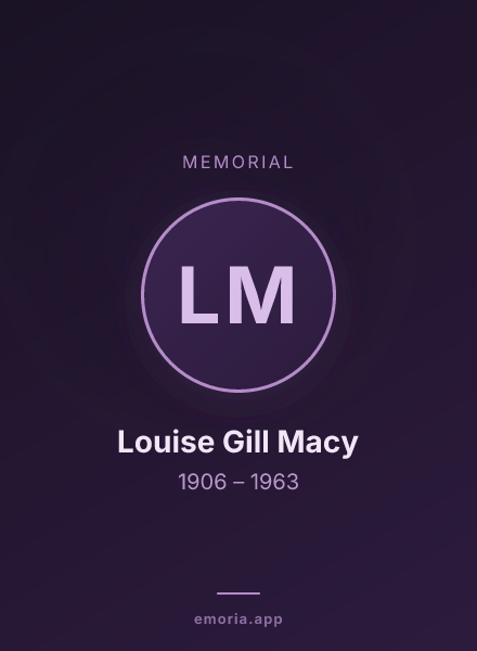 Memorial portrait of Louise Gill Macy