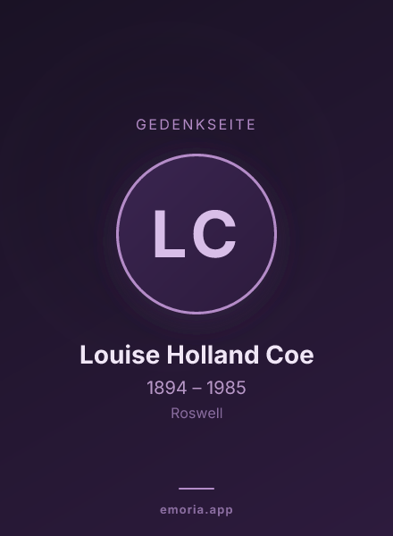 Gedenkportrait von Louise Holland Coe