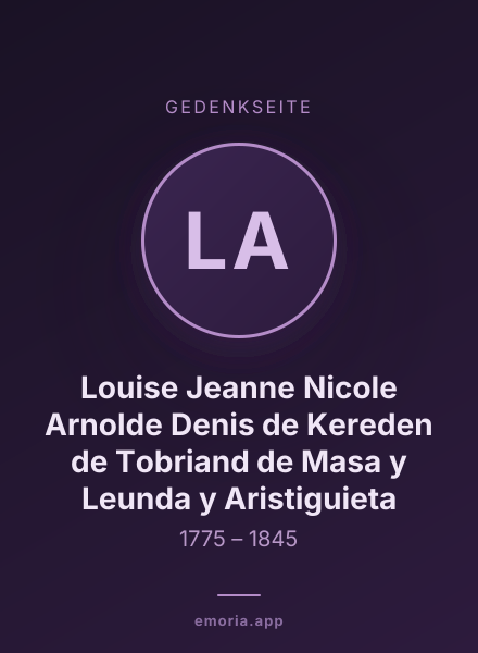 Gedenkportrait von Louise Jeanne Nicole Arnolde Denis de Kereden de Tobriand de Masa y Leunda y Aristiguieta