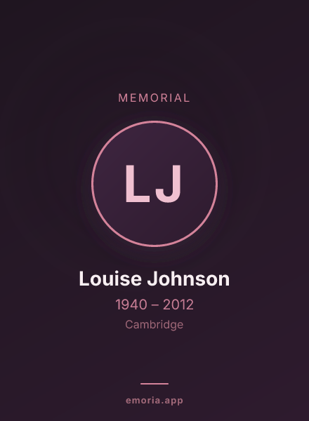 Memorial portrait of Louise Johnson