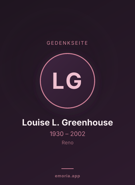 Gedenkportrait von Louise L. Greenhouse