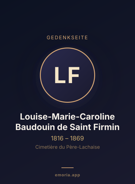 Gedenkportrait von Louise-Marie-Caroline Baudouin de Saint Firmin
