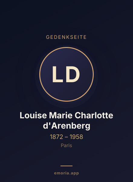 Gedenkportrait von Louise Marie Charlotte d'Arenberg