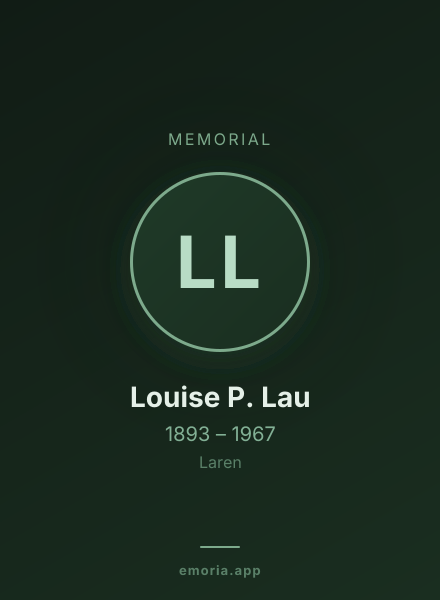 Memorial portrait of Louise P. Lau