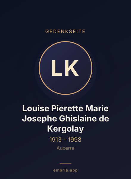 Gedenkportrait von Louise Pierette Marie Josephe Ghislaine de Kergolay
