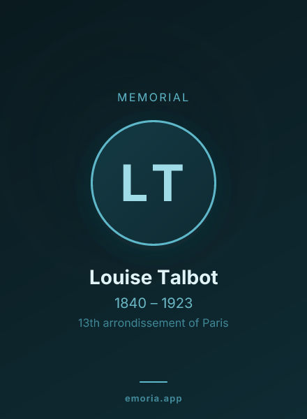 Memorial portrait of Louise Talbot
