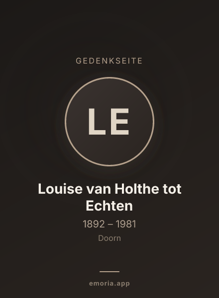 Gedenkportrait von Louise van Holthe tot Echten