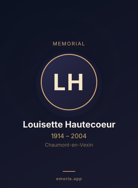 Memorial portrait of Louisette Hautecoeur