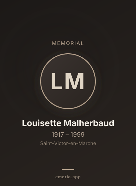 Memorial portrait of Louisette Malherbaud
