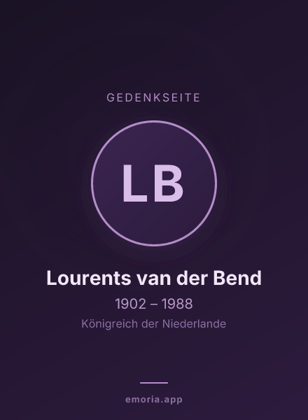 Gedenkportrait von Lourents van der Bend