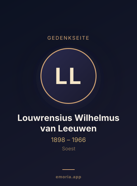 Gedenkportrait von Louwrensius Wilhelmus van Leeuwen