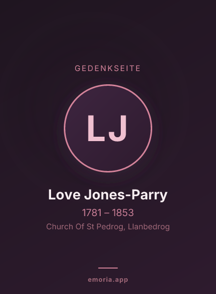 Gedenkportrait von Love Jones-Parry