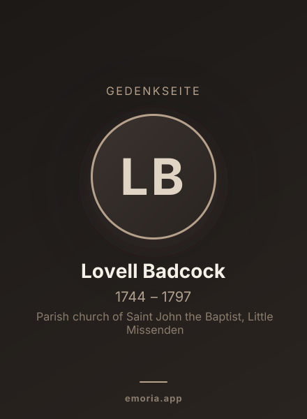Gedenkportrait von Lovell Badcock
