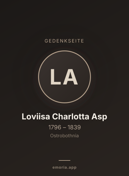 Gedenkportrait von Loviisa Charlotta Asp