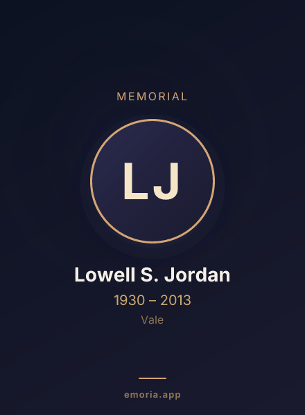 Memorial portrait of Lowell S. Jordan