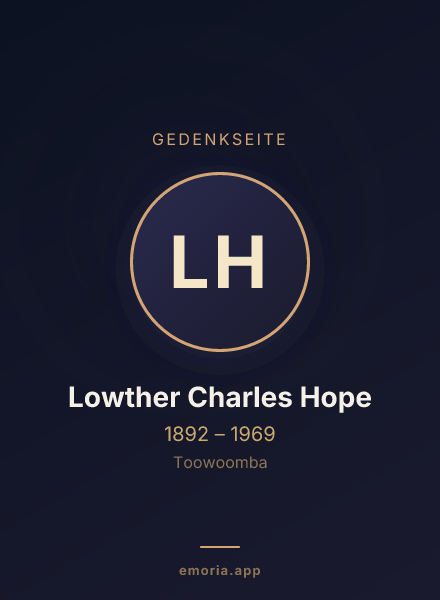 Gedenkportrait von Lowther Charles Hope