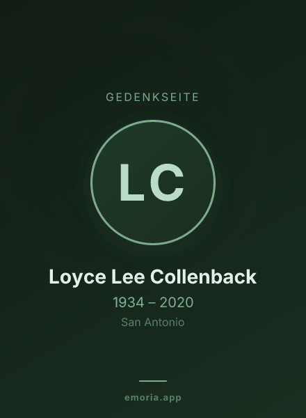 Gedenkportrait von Loyce Lee Collenback