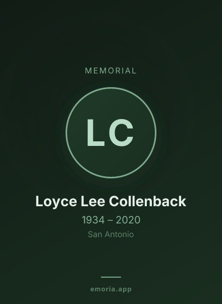 Memorial portrait of Loyce Lee Collenback