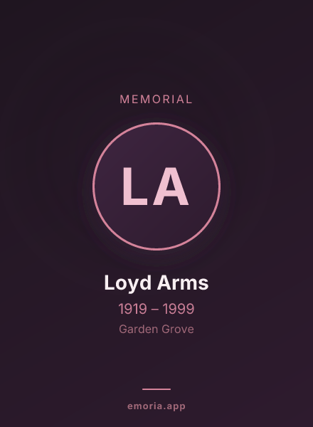 Memorial portrait of Loyd Arms